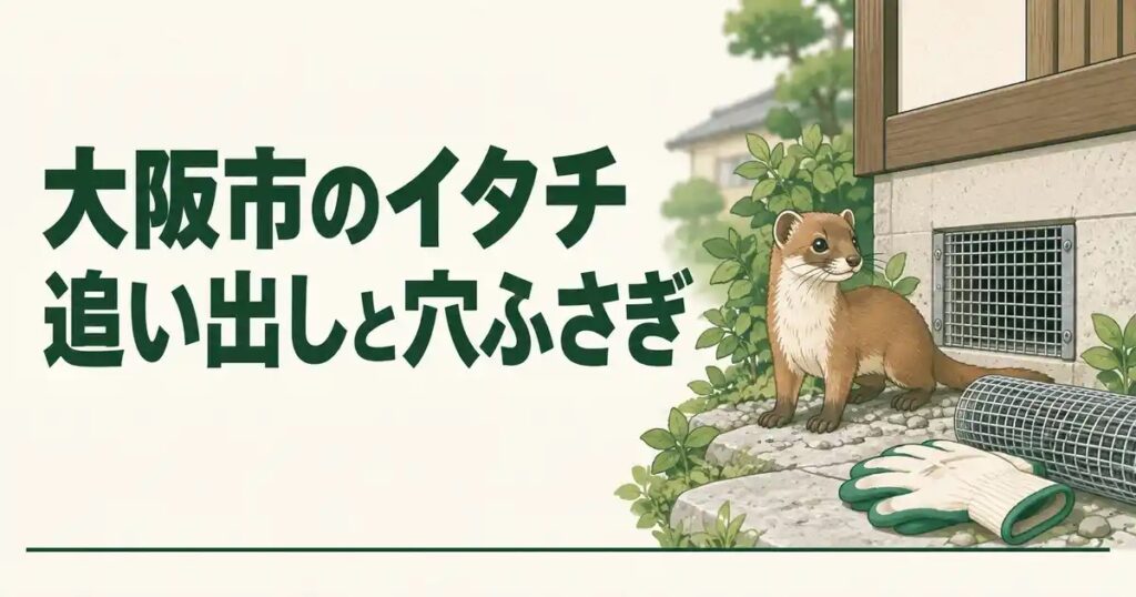 大阪市のイタチ追い出しと穴ふさぎ
