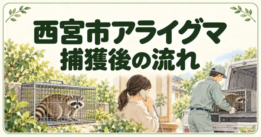 西宮市アライグマ捕獲後の流れ